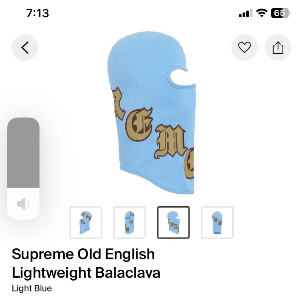 Supreme Old English Lightweight Balaclava “Light Blue”